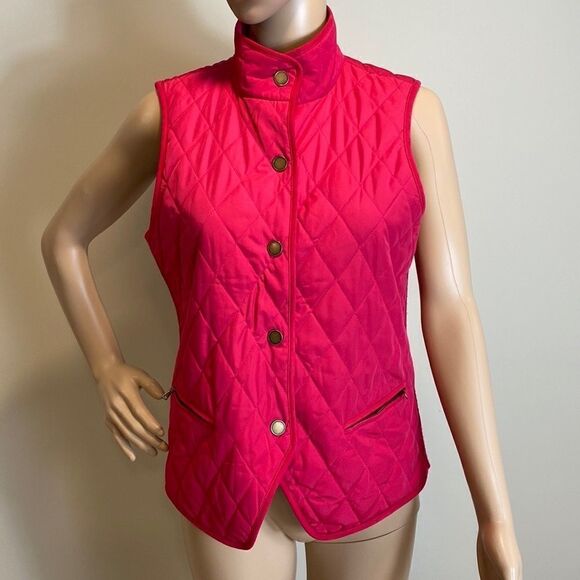 Talbots red quilted collared vest size XS - Picture 1 of 8